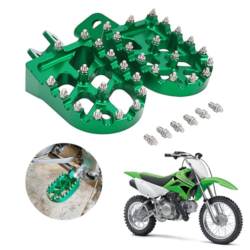 AnXin Foot Pegs Motorcycle Footpegs Foot Pedals Rests CNC for KLX 110 KLX110 2002-2023 KLX110L 2010-2023 KX60 1998-2003 Green OEM 34028-1237 34028-1238 - color: green, size: klx110 klx110l kx60