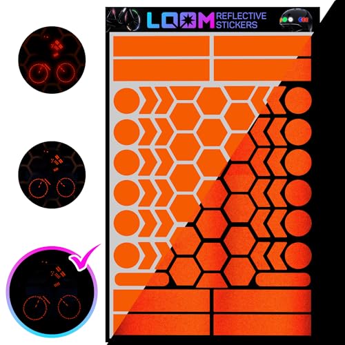 LOOM Reflective Stickers | 67pc Engineer Org | Reflective Stickers for Helmet, Bike, Motorcycle, Hard Hat | Waterproof Reflectors for Car, Trailer | Bike Reflectors for Night Riding - color: Engineer_orange