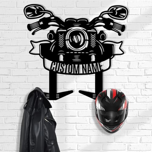 Dyoart Custom Metal Motorcycle Helmet Holder Wall Mount, Motorcycle Helmet Hanger Rack with Hooks, Motorcycle Gear Storage Rack, Helmet Holder Organizer for Motorcycle Bicycle Tactical Gear - color: Style 02