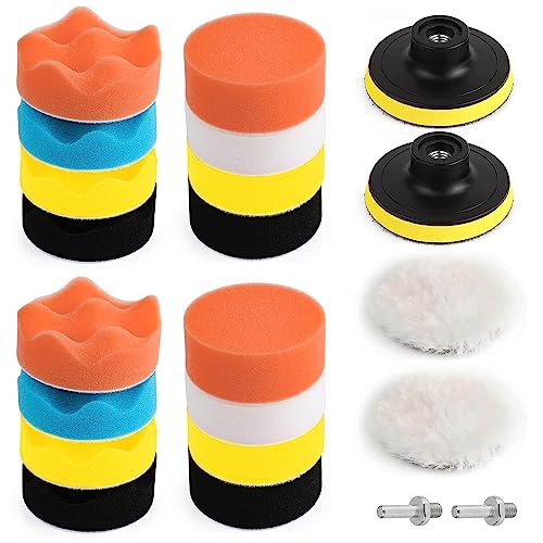 22 Pcs Polishing Pads Kit,3 Inch Sponge Buffing Pads,Buffer for Car Detailing, Polishing Wheel for Drill,Car Buffer Polisher Kit Drill Buffing Kit for Car Polishing, Waxing, Sealing Glaze - style: 3 Inch 22 Pcs