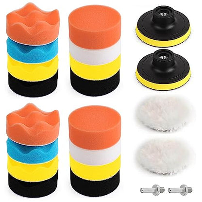 22 Pcs Polishing Pads Kit,3 Inch Sponge Buffing Pads,Buffer for Car Detailing, Polishing Wheel for Drill,Car Buffer Polisher Kit Drill Buffing Kit for Car Polishing, Waxing, Sealing Glaze - style: 3 Inch 22 Pcs