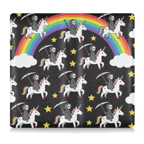 GuoChe Pu Leather Registration and Insurance Card Holder Men Women Document Wallet for any Car, Truck, Motorcycle, Trailer or Boat Halloween Fantasy Creature Costume Grim Reaper Riding Fantasy - color: 25