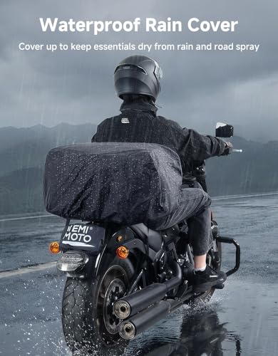 KEMIMOTO Motorcycle Travel Luggage Bags, 60L Expandable Large Capacity Motorcycle Tail Bag, Waterproof Rear Rack Trunk, Motor Pannier Bag with Rain Cover and Straps - size: 60L