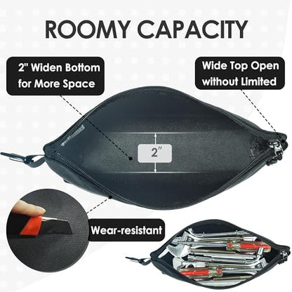Small Tool Pouch - Compact Zipper Tool Pouches Bag - Heavy Duty 1680D Oxford Utility Bags Durable Small Pouch Organize Tools Clip on Belt or Backpack for Men Women - Electrician, Carpenter, DIY - size: Middle