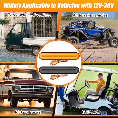 Lewtemi 2 Pcs 9" 3-in-1 Trailer Tail Light 12-30V Universal 100 LED Red Amber Sequential Strip, Running Stop Turn Signals Brake Lights, for Chopper Truck Atv Utv Adv Pickup Golf Cart - size: 9 Inch, style: Trailer Style