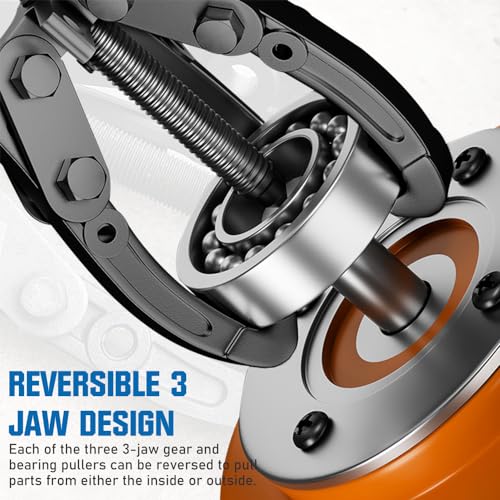 XIIW 3'' 4'' 6'' Gear Puller Set, 3 Jaw Bearing Puller with Reversible Jaws, 2 Jaw / 3 Jaw Pulley Puller Tool for Pulley Gear Bearing Flywheel Removal, 4pcs Gear Extractor Tool 1.1t/1.6t/3.0t - size: 3-Jaw Bearing Puller 3'' 4'' 6''