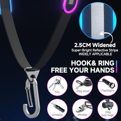 Reflective Sash for Walking at Night, Led Reflective Running Belt for Women & Men, Rechargeable High Visibility Safety Reflective Gear, Adjustable Light Reflector Vest Wear for Cycling Jogging