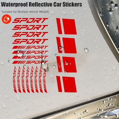 Pincuttee Reflective Vinyl Car Decals, All-Weather Waterproof & Sunproof Stickers, High Visibility Safety Reflective Decal,Universal for Car Truck SUV Motorcycle(Red,20PCS) - color: Red
