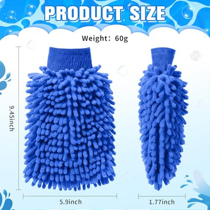 Patelai 30 Pcs Car Wash Mitts Bulk Microfiber Scratch Free Detailing Chenille Car Washing Gloves Hand Double Sided Absorbent Cars Sponge for Washing Cleaning Trucks Boats, 9.45 x 5.9 Inch(Green,Blue) - color: Green,Blue