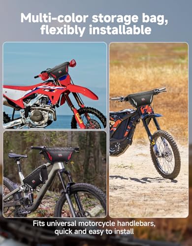 KEMIMOTO Upgraded 2.5L Motorcycle Handlebar Bag Universal Waterproof Front Tool Storage Bag Bicycle Handlebar Bag Compatible with Sur-Ron Light Bee X and S X160 X260 Talaria Sting Electric Dirt Bike - color: Red