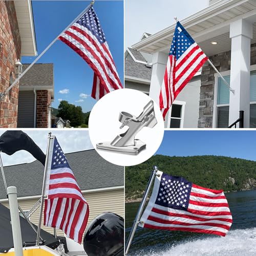 ZOMCHAIN Flag Pole Bracket, Flag Pole Holder, 316 Stainless Steel Marine Grade for Outside House- Polished, Heavy Duty for 1in Flag Pole Mount - 2 Positions - size: 2 Positions Flag Pole Holder