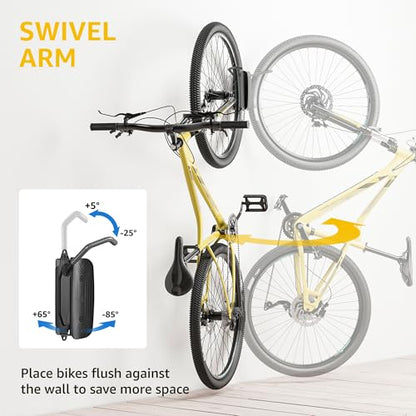 monTEK Swivel Bike Wall Mount – 4 Pack Garage Bike Hanger & Space-Saving Vertical Bike Rack for Garage & Apartment, Sturdy Bike Storage Hook Holds 66 lbs, Easy Installation & Scratch-Proof Design - style: 4-Pack