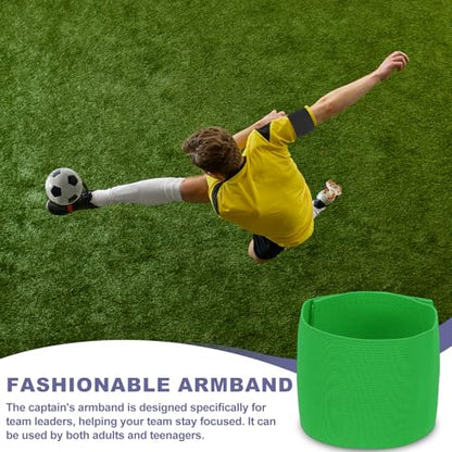 Soccer Captain Armband Elastic Wrist Arm Bands Adjustable Player Team Leader Anti-Slip Badge Sports Accessories - color: Grass Green