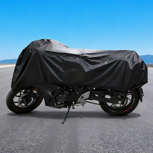 GARGOYLE BELLS Motorcycle Cover Motorcycle Seat Shade Covers Lightweight Half Cover All Season Waterproof Outdoor Sun Protection Covers Durable Fits Various Motorcycle Models - L - color: Black, size: L