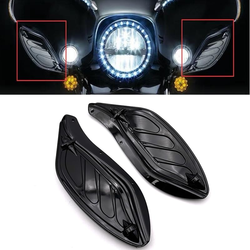 IZX fit for Harley Touring CVO Electra Street Glide Ultra Classic FLHX FLHTCSE Tri Glide Ultra Classic 96-13 Motorcycle Air Deflector Side Wing Windshield Fairing (Black) - color: Black