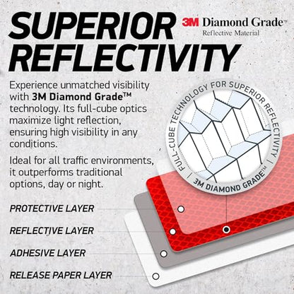 Reflective Safety Tape Stickers | 3M Diamond Grade | Red | 1.2″ x 3.15″ | 20-Pack | Safety Warning Tape for Helmets, Cars, Mailboxes & More - color: Red