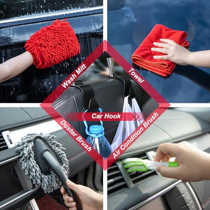 42Pcs Car Wash Cleaning Kit with Foam Gun Sprayer Detailing Brushes Car Vacuum Windshield Cleaning Tool Tire Brush Towels Complete Interior Exterior Detailing Set for Car - size: 42Pcs