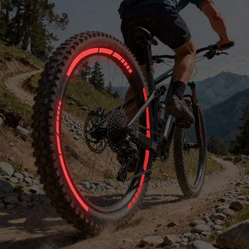 12PCS Reflective Car Wheel Stickers, Night Safety Warning Bicycle Stickers, Anti-Scratch Reflective Rim Decals for Car Motorcycle Cycling Bike (Red) - color: Red