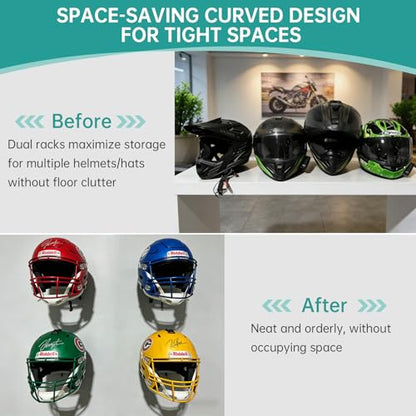 2 Pcs Wall Mounted Helmet Rack Storage Display Rack Hanger, Motorcycle Helmet Holder for Equestrian/Baseball/Iron Man/Scout Trooper/HockeyHelmet（No Helmet） - size: 2 PCS