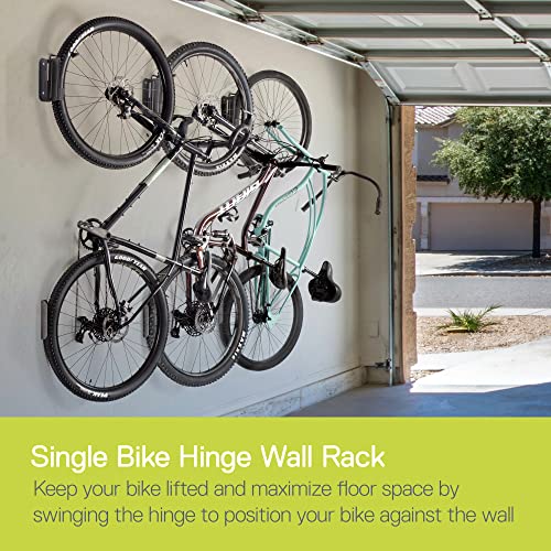 Swivel Bike Wall Mount by Delta Cycle - Garage Bike Rack Swings 90 Degrees For More Floor Space - Bike Wall Hanger With Rear Tire Tray - Vertical Bike Rack Holds Any Bike Up To 40 lbs - size: Standard Tire, style: Swivel Hook with Tray