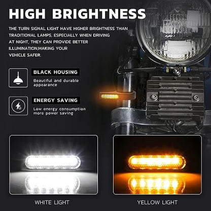 Rich Choices Motorcycle LED Turn Signal Light Indicators 40mm Front Fork Clamp Amber Lamp 12V Compatible with Honda Yamaha Harley Cruiser Bobber Chopper - color: Black#2