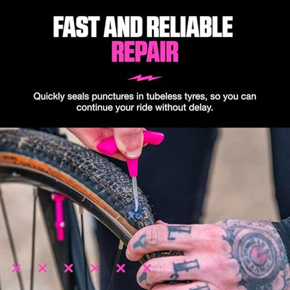 Muc-Off Puncture Plug Kit - Tubeless Tyre Puncture Repair with Plugger and Plugs