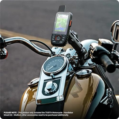 TUSITA Motorcycle GPS Mount - Holder Compatible with Garmin Handheld GPS - Double Socket Arm Medium, Handlebar Base - size: Medium Arm