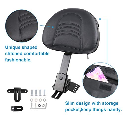 Motorcycle Adjustable Plug-in Driver Backrest Compatible with for 1997-2024 Harley Touring Road King Street Glide Road Glide Electra Glide Black Detachable Rider Backrest - size: D Style