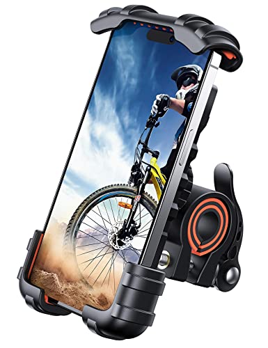 Lamicall Bike Phone Holder, Motorcycle Phone Mount - Motorcycle Handlebar Cell Phone Clamp, Scooter Phone Clip for iPhone 14 Plus/Pro Max, 13 Pro Max, S9, S10 and More 4.7" - 6.8" Smartphone, Orange - color: Orange