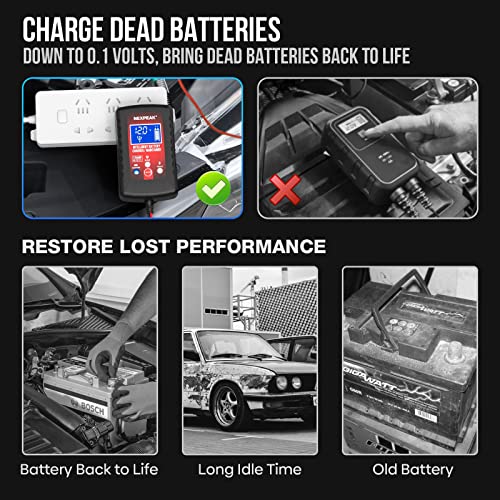 2-Pack Smart Fully Automatic 6V 12V Battery Charger Maintainer for Car, Marine, Motorcycle, Lawn Mower