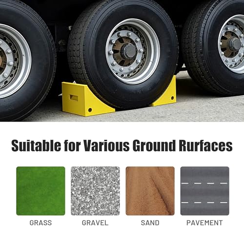 Yescom Industrial PU Wheel Chocks for Wheel Under 50", for Semi-Truck & Commercial Trailers - 198,400 lbs (90 Ton) Weight Capacity, Extra Large Chocks for Tractors, Excavators & Large Cargo Trucks - size: for Wheel under 50", 2Pack