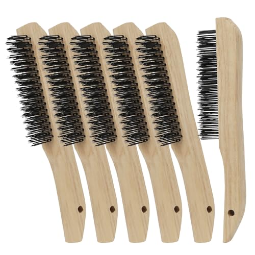 VASTOOLS Wire Brushes Pack of 6. for Cleaning Welding Slag, Rust and Dust. 10" Heavy Duty Carbon Steel Shoe Handle Wire Scratch Brush - style: 10inch-6pc