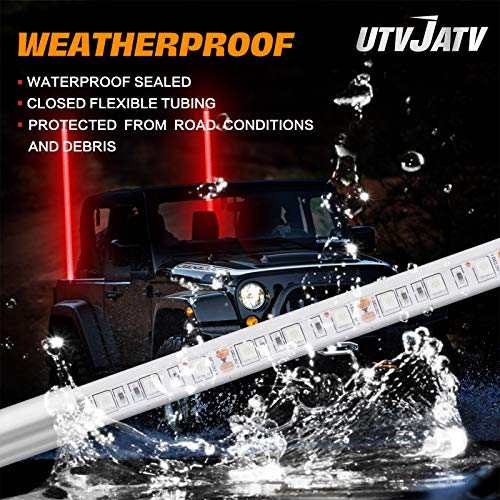 3FT LED Whip Red Lights Waterproof Flag Pole Safety Antenna with Flag for Can-Am Maverick X3 Sand Dune Buggy UTV ATV 2020 Polaris RZR XP 4X4 Offroad Truck 4 Wheels - 1PCS - color: Red, size: 3FT 1PC LED whip light