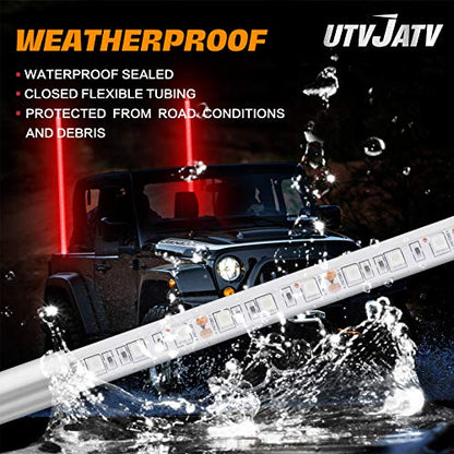 4FT LED Whip Red Lights Waterproof Flag Pole Safety Antenna with Flag for Can-Am Maverick X3 Sand Dune Buggy UTV ATV 2020 Polaris RZR XP 4X4 Offroad Truck 4 Wheels - 1PCS - color: Red, size: 4FT 1PC LED whip light