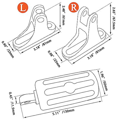 FOVPLUE Passenger Mini Footboard, Passenger Footpegs w/Mount Kit for Harley Touring 1993-2025,for CVO Electra Glide Road Glide Road King Street Glide Ultra Classic Ultra Limited Revival FLH,Chrome#2 - color: Chrome Passenger Footpegs