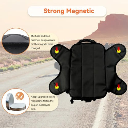 Dracarys Motorcycle Tank Bag - Oxford Saddle Black Motorbike Bag - Strong Magnetic Bag for Honda Yamaha Suzuki Kawasaki Harley - size: 28Liter