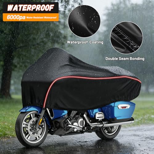 Motorcycle Half Cover Waterproof Windproof Outdoor Dustproof for Touring Models Road King Street Glide Road Glide and More, with Reflective Strip, Black - size: Upgraded Half Cover