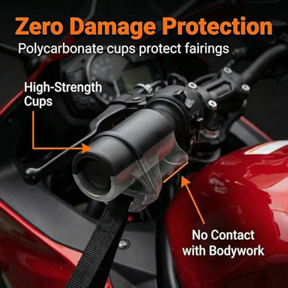 Motorcycle Handlebar Straps for 32" Handlebars - Adjustable Tie Downs for Mopeds, Scooters, Bikes with Fairing, Compatible with Black Bar-Harness II for Secure Trailer Transport