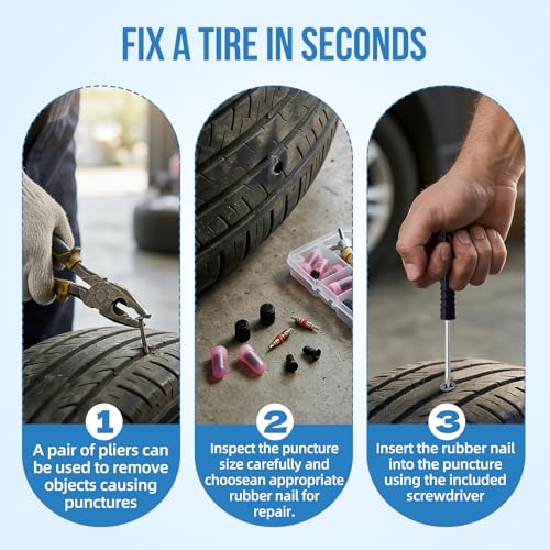 Schrader Valve Stem Removal Tool & Tire Repair Kit Tire Valve Stem Tool with Tire Repair Screws Universal Valve Core Removal Tool for Car Motorcycle Bike ATV (44 pcs)