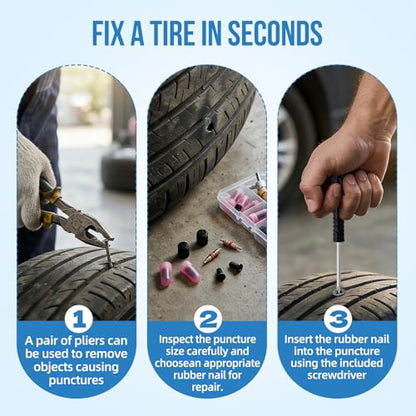 Schrader Valve Stem Removal Tool & Tire Repair Kit Tire Valve Stem Tool with Tire Repair Screws Universal Valve Core Removal Tool for Car Motorcycle Bike ATV (44 pcs)