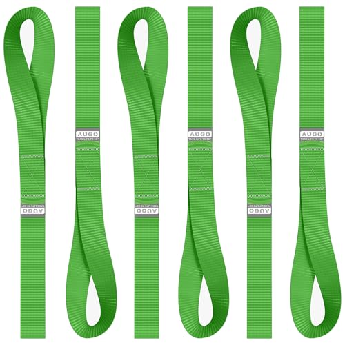 Soft Loop Tie Down Straps - 1,500 Load Capacity & 4,500 Lbs Breaking Strength - 6 Pack - Loops for Securing ATV, UTV, Motorcycles, Scooters, Dirt Bikes, Lawn & Garden Equipment - by AUGO - color: Green, size: 12 Inch