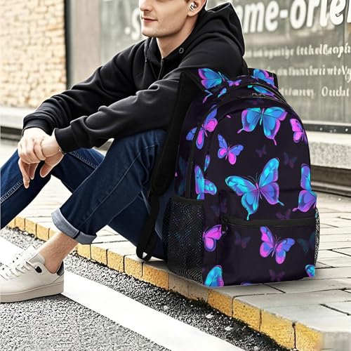 Backpack for Women Men, Butterfly Waterproof Backpack with Laptop Compartment, Lightweight Carry On Backpack for Travel, Work, Picnic - color: Butterfly