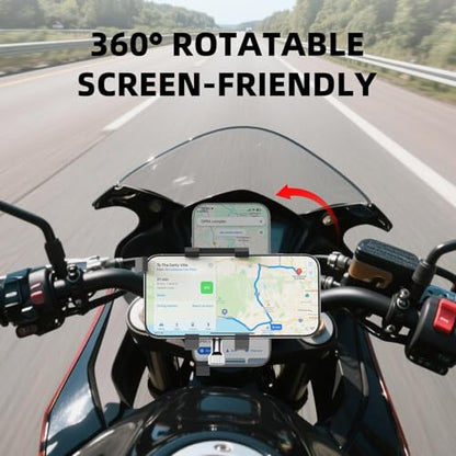 Aluminum Phone Holder for Bike–Universal Bike Cell Phone Holder Fits All Phones 4-7",Waterproof & Shockproof Motorcycle Phone Mount,360° Rotation Bicycle Phone Mount for E-Bike,Scooter,ATV