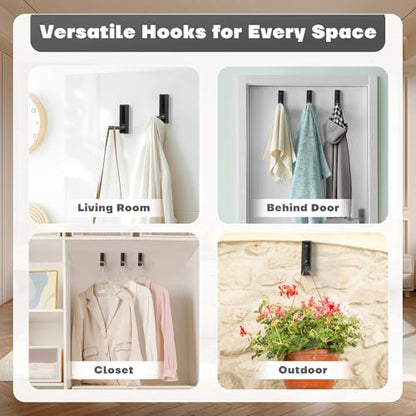 Folding Wall Hooks, 4pcs Foldable Coat Hooks, Heavy Duty Zinc Alloy No Rust Fold Up Hooks for Coat, Towel, Key, Hat, Bag, Jacket, Backpack (Matte Black) - color: Matte Black, size: 4