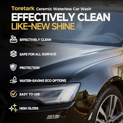 Waterless Car Wash Spray, High-lubricity Ingredients Safe Formula, 3-in-1 Ceramic Protective Coating, Motorcycle Cleaner, Car Cleaning Spray for Detailing, Spray and Wash for SUV, Truck, RV 2 Pack - size: 16 Fl Oz (Pack of 2)