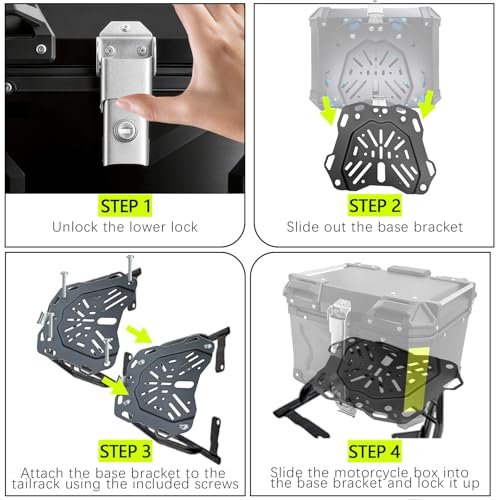 Motorcycle Top Case 45L Aluminum Alloy Motorbike Tail Box with Waterproof Lid & Anti-Shock Detachable Suitable for Stowing Helmets and Luggage