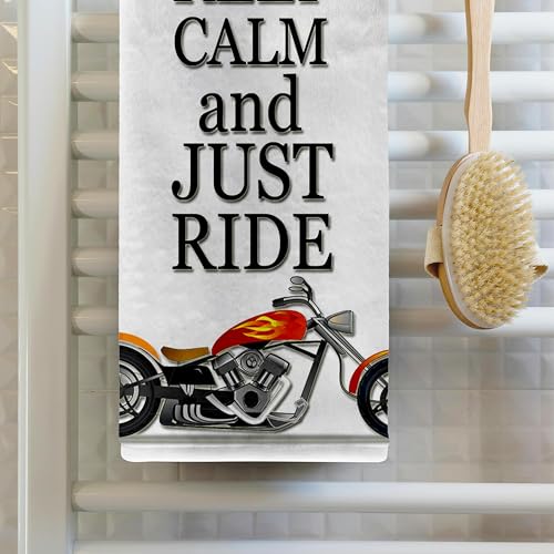 3D Rose TWL_220704_1 Keep Calm & Just Ride. Cool Motorcycles Saying Towel, 15" x 22" - size: 15" x 22"