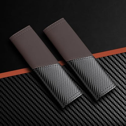 2 PCS Car Seat Belt Cover Pads - Seatbelt Covers with Carbon Fiber & Faux Leather, Soft Shoulder Strap Cushion for Neck & Shoulder Pain Relief, Universal Fit for Car Truck Accessories(Brown) - color: brown