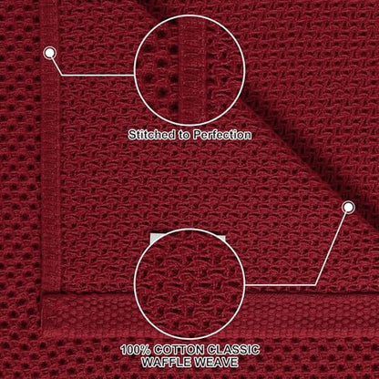 Homaxy 100% Cotton Kitchen Towels and Dishcloths Set, 12 x 12 Inches and 13 x 28 Inches, Set of 10 Bulk Kitchen Towels Set, Ultra Soft Absorbent Dish Cloths for Washing Dishes, Burgundy - color: Burgundy, style: 10-Piece Set