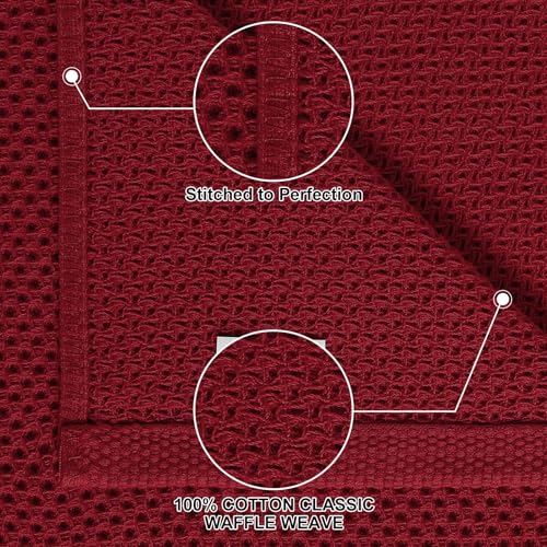 Homaxy 100% Cotton Kitchen Towels and Dishcloths Set, 12 x 12 Inches and 13 x 28 Inches, Set of 12 Bulk Kitchen Towels Set, Ultra Soft Absorbent Dish Cloths for Washing Dishes, Burgundy - color: Burgundy, style: 12-Piece Set